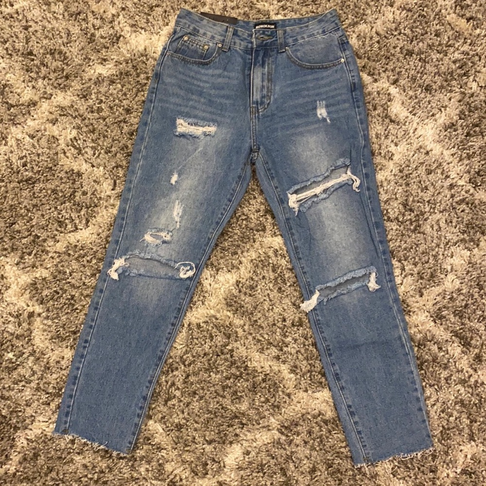 Momokrom Dolls Kill Limited Edition High Rise Distressed Boyfriend Jeans Size 2